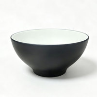 Plats en mélamine HCMA bicolores avec bord noir, plats ronds pour apéritifs, salades, pâtes, desserts, céréales, collations, pour restaurants et hôtels