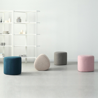 Tabouret de pied en velours matelassé, tabouret rond, rose, doux