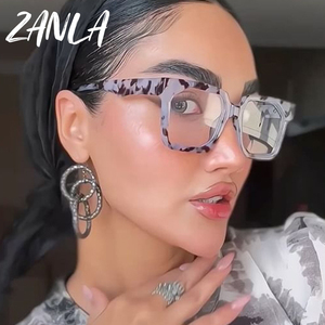 Kacamata baca persegi <span class=keywords><strong>Retro</strong></span> wanita 2024 merek mewah warna-warni bingkai macan tutul kacamata presbiopia kacamata komputer transparan - Product Image 3