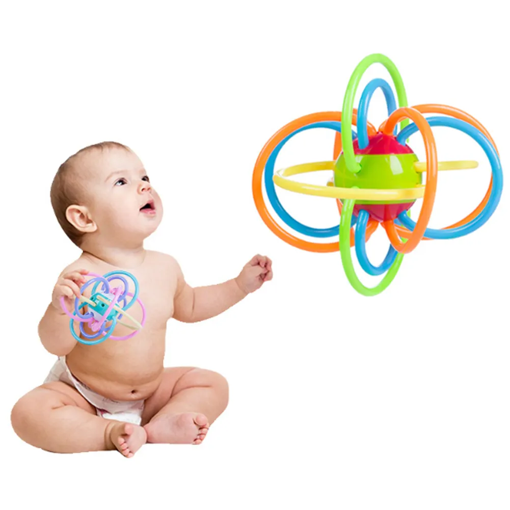 2024 Babymehl-Spielzeug Lebensmittelqualität Kunststoff Babymehlschleifen Rassel und Sinnes-Zähne-Spielzeug hilfreich für Zahnwachstum
