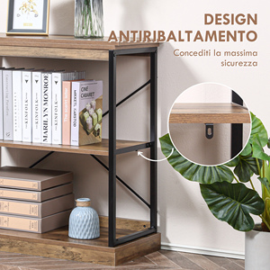 HOMCOM-Étagère style industriel en bois brun et métal noir, 80x36x81,3 cm - Product Image 6