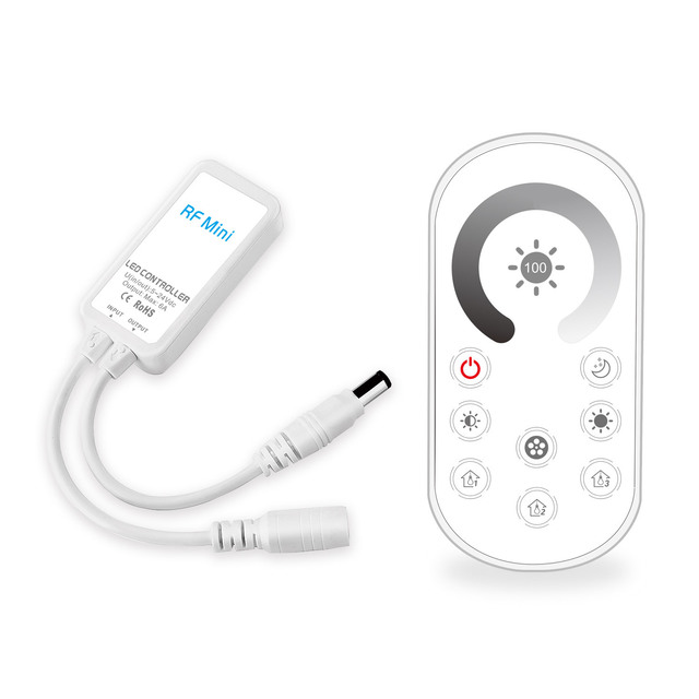 DC Plug RF 4 Channels 6A Ultrathin Mini LED Controller for Single Color Dimmable RGBW RGB CCT LED Strip