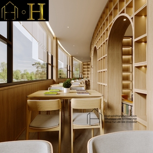 Estantería de madera de diseño moderno y grande personalizada para exhibir muebles de biblioteca de escuela y hotel - Product Image 4