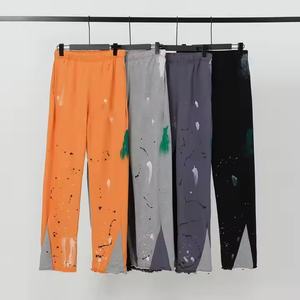 Pantalones Deportivos Casuales Elegantes de Pierna Ancha con Estampado de Salpicaduras de Pintura, 100% Algodón Francés, Cintura Media, para Hombre, de Alta Calidad y Personalizados - Product Image 1