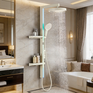 Juego de ducha Tiktok de latón con almacenamiento, sistema de ducha multifunción para baño, juego de ducha grande con efecto cascada y lluvia - Product Image 1