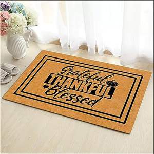 JFFBFF 23.6 po (W) X 15.7 po (L) drôle antidérapant intérieur/extérieur <span class=keywords><strong>tapis</strong></span> de bienvenue reconnaissant reconnaissant béni Thanksgiving maison Polyester - Product Image 1