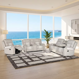 Sofás Seccionales Reclinables en Oferta, Cómodos Sofás Reclinables de Cuero, Juego de Muebles para Sala de Estar - Product Image 3