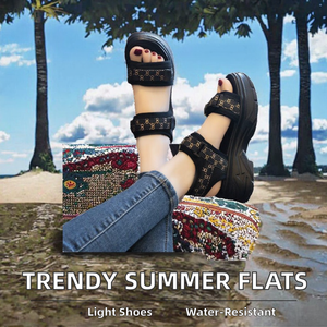 Zapatos Planos Casuales de Verano para Playa, Parte Superior de PU, Ligeros, Impermeables, Punta Abierta, Plataforma, Modernos y a la Moda para Actividades al Aire Libre - Product Image 2