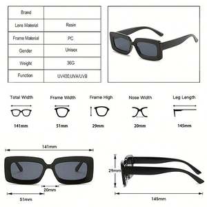 Lunettes de soleil rectangulaires roses tendance avec logo personnalisé pour femmes, lunettes de soleil à monture carrée petite taille aux couleurs acidulées pour femmes - Product Image 4