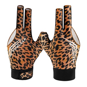 Accessoires de piscine personnalisés Gants de queue de <span class=keywords><strong>billard</strong></span> à trois doigts, légers et fins à imprimé léopard Gants de <span class=keywords><strong>billard</strong></span> - Product Image 1