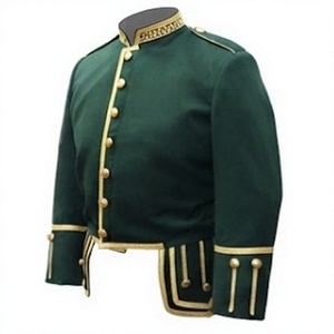 Veste écossaise doublette vert Highland pour homme, en laine, col montant, boutons recouverts, coupe classique - Product Image 2