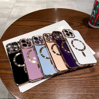 Étui de téléphone en TPU souple antichoc de luxe pour iPhone 11 12 13 14 15 16 Pro Max 14 Plus 14 Plating Magnetic Wireless Charging Cover
