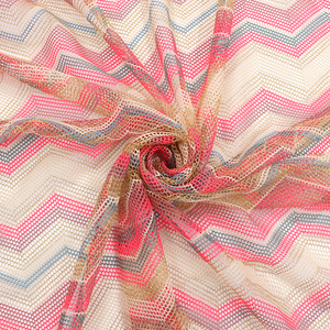 Tela de encaje de malla de tejido de diamante multicolor <span class=keywords><strong>hilo</strong></span> de oro metálico de poliéster ecológico ligero vestidos de niña elásticos - Product Image 1