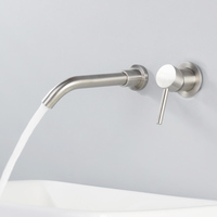 Robinet de lavabo encastré en acier inoxydable, robinet d'évier de lavabo mural bon marché