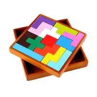 Mini Tetri blokları bulmaca, ahşap Tetra taşları bulmaca, Tetri blokları oyunu ahşap kutu ile