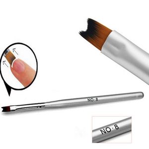 Pinceau à gel pour nail art français demi-lune classique, manche métallique, virole sertie, en nylon, pour peinture au gel UV - Product Image 5