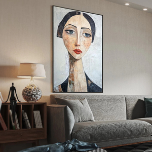 Contemporary Abstract Portrait Canvas Art <b>Print</b> <b>Framed</b> Oil Painting Hand Painted Indoor Wall Decor - Product Image 5