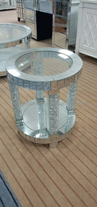 Table d'appoint moderne argentée simple avec miroir en bois nouveau style de table centrale pour le salon personnalisé avec bord en diamant pour la maison 1 pièce - Product Image 3