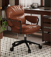Chaise d'ordinateur, chaise de bureau à domicile, chaise pivotante pour dortoir étudiant, en cuir PU, double dossier, soutien lombaire confortable