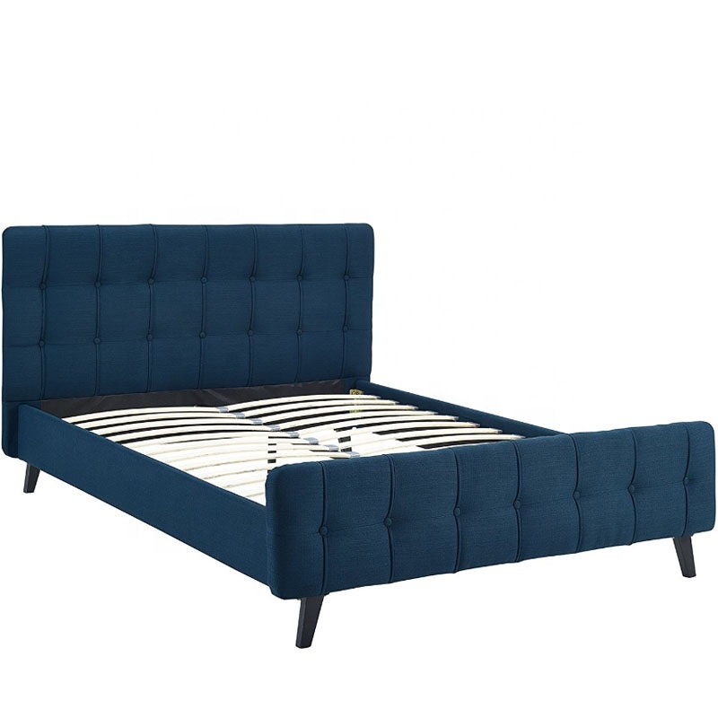 Thuis Binnenshuis Nordic Style Meubels Hebei Fabricage Populaire Moderne Knopen Zacht Dubbel Formaat Stof Bedframe Ontwerp