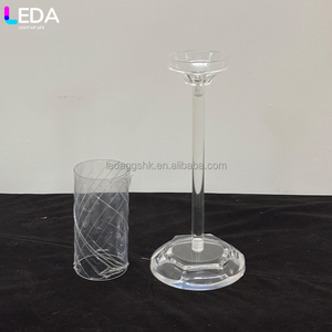Candelabro LEDA de un solo brazo desmontable, transparente, de acrílico, para decoración de mesas en fiestas y eventos, ideal para bodas. - Product Image 3