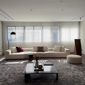 Sofá Seccional Modular Minottii Supermoon de Lujo y Económico, en Forma de L, Moderno, Ancho, de Cuero Genuino, Policromado y Modular - Product Image 1