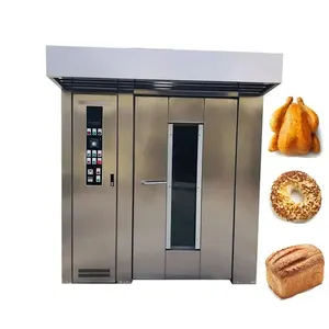 Commercial stainless steel cookie biscuit cake bread rotating baking 12 trays gas rotary oven with trolly