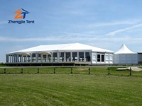 Tenda Struktur Gabungan Pameran Dagang Rangka Aluminium Alloy Ringan Tahan Air PVC Tahan Api Semua Musim Pameran Luar Ruangan