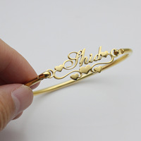 Pulsera Elegante y Sencilla para Mujer Haomi, Nombre Personalizado, Pulsera de Acero Inoxidable Brillante Personalizada para Mujer