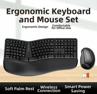 Ensemble clavier et souris sans fil 2,4 GHz For DirectorC pour ordinateur portable, design ergonomique divisé, 3200 DPI, longue autonomie de la batterie, support pour le poignet