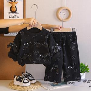 Nouvel ensemble sweat-shirt et pantalon à nœuds multiples motif dessin animé pour petites filles, collection printemps-automne 2026 - Product Image 6