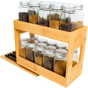 Bamboo <b>Spice</b> <b>Rack</b> Double Layer Pull Out Removable Storage Kitchen Cabinet Organizer Rectangle Standing Type True Colors - Product Image 2