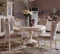 Table et chaises de salle à manger de style rococo luxueux avec des accents dorés et des meubles élégants