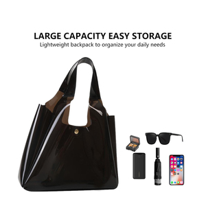 Bolsa de Mano de PVC de Lujo con Logotipo Personalizado, Acabado Mate Marrón Transparente, Bolsa de Playa Transparente para <span class=keywords><strong>Compras</strong></span> de Verano, Uso Diario para Mujeres, MOQ - Product Image 4