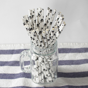 Joinhot Paper Straws With Cat Paw Prints Biodegradable Disposable Party Straws - Product Image 2