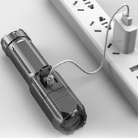 Lampe torche LED rechargeable par USB portable Zoom Matériel ABS Lumière forte Mise au point Étanche Projecteur pour tactique extérieur