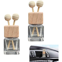 Botellas Difusoras de Perfume para Coche Vacías de 8 ml con Clip de Ventilación, Tapas de Madera y Varilla para Fragancias y Aceites Esenciales