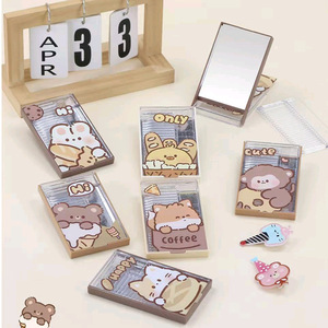 Cartoon Makeup <b>Mirror</b> Heart Shape Glass Lens Desktop Stand For Women Vanity <b>Mirror</b> With Cute Design - Product Image 2