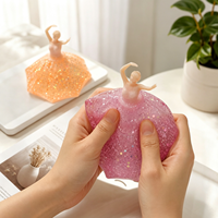 Jouet Squishy Princesse Ballerine en Maltose à Remontée Lente, Transparent Pailleté, Anti-Stress et Anti-Anxiété, Jouet à Presser pour Bureau