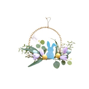 Prezzo all'ingrosso della fabbrica per la casa <span class=keywords><strong>fiori</strong></span> ornamentali fatti a mano corona cerchio <span class=keywords><strong>con</strong></span> coniglietto di pasqua per la primavera festa di pasqua porta uso - Product Image 1