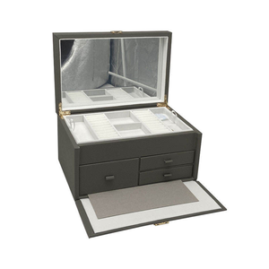 Luxury Multi-Compartment Jewellery Organizer Chest with Ring Slots & Earring Dividers and with <b>Mirror</b> - Product Image 2