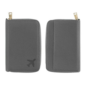 Cartera de Pasaporte Delgada de Cuero PU con Cremallera y Logotipo de <span class=keywords><strong>Avión</strong></span>, Estética Atemporal, Ventana Transparente <span class=keywords><strong>para</strong></span> Identificación - Product Image 1