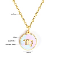 Collier Horoscope en Zircon Plaqué Or 18K en Gros Personnalisé, Bijoux en Acier Inoxydable, Collier Zodiaque 12 Signes pour Femmes