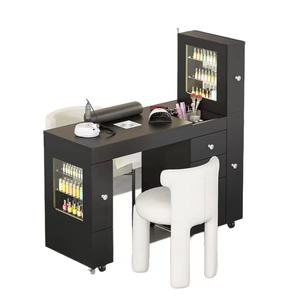 Muebles de Salón de Uñas Premium en Blanco y Negro, Mesa de Trabajo para Spa/Salón de Belleza, Mesa de Manicura con Cajones, Mesa de Maquillaje para Salón de Uñas - Product Image 4
