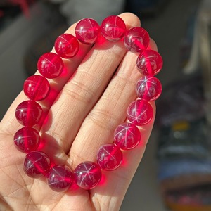Pulsera de Cuentas Redondas de Alta Calidad de 8 mm con Rubíes Estrella, Pulsera de Rubíes Redondos de Primera Calidad para Mujer - Product Image 5