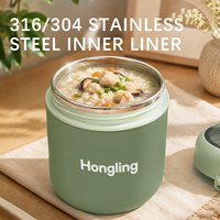 Boîte à lunch Hong Ling 304/316 en acier inoxydable, élégante, à large ouverture, pour le camping, le petit-déjeuner, l'école et le bureau, écologique