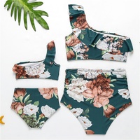 Vente chaude Conçu Imprimé Maillots De Bain Mère Fille Conservateur 2 Pièces Maillots De Bain Maillot De Bain pour Femmes Une Épaule