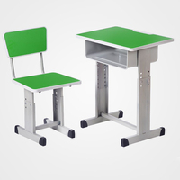 Ensemble de bureau et chaise d'écolier réglables pour salle de classe, table d'étude ergonomique individuelle avec structure métallique