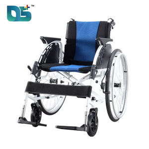 ステンレス鋼フレーム折りたたみ背もたれキャンバスシート表面調整可能ペダルスポークタイヤ手動車椅子 - Product Image 1