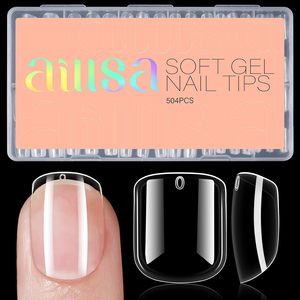 <span class=keywords><strong>AILLSA</strong></span> 504 Piezas, Tamaños 10/12, Puntas de Uñas Cuadradas Extra Cortas, Forma Ovalada, Puntas de Uñas de Gel Suave, Cobertura Completa - Product Image 1